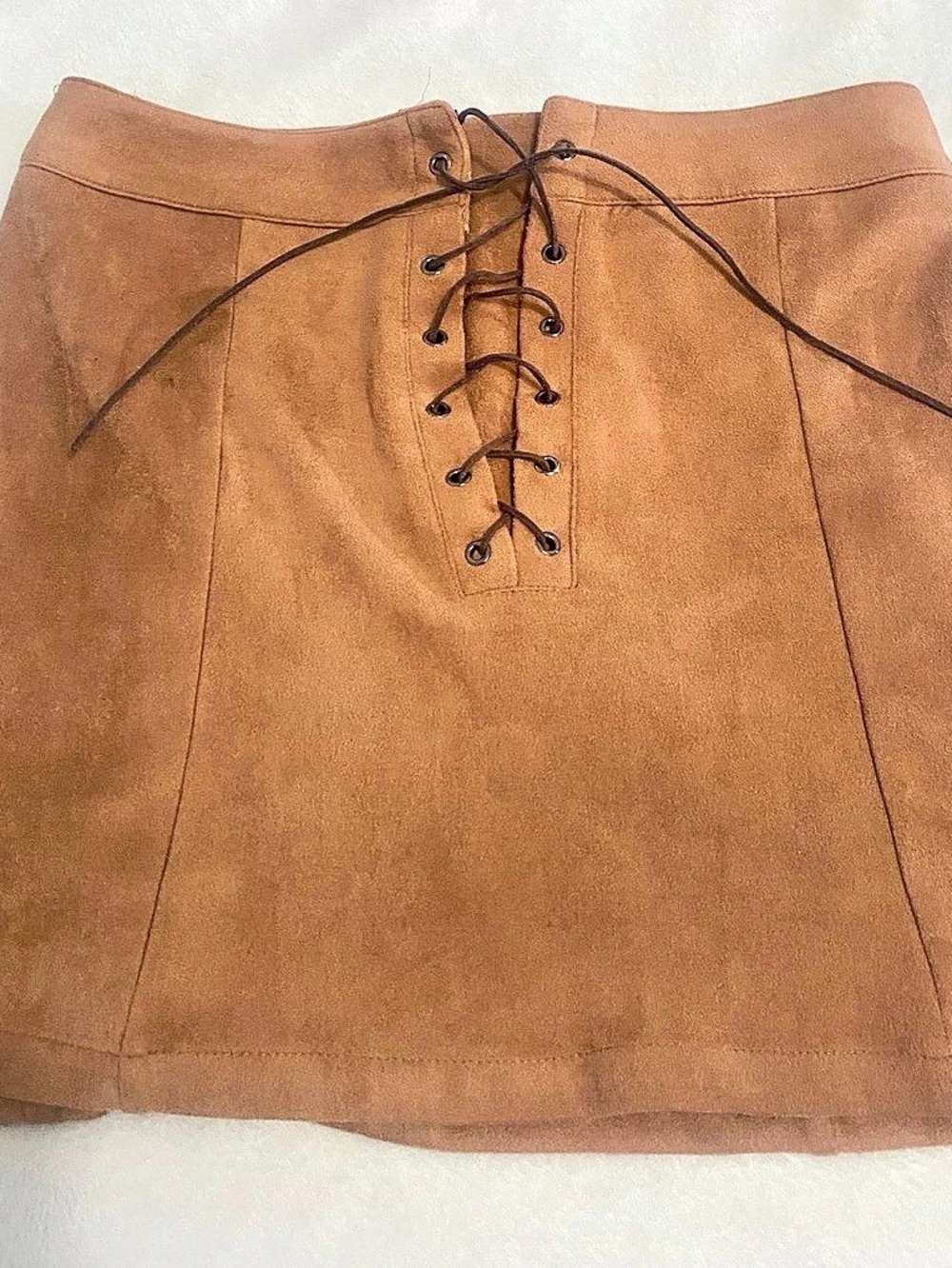 Rimini Lace-Up Mini Skirt in Brown Size Medium